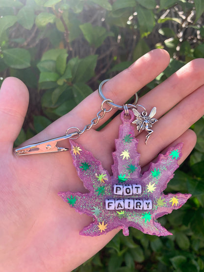 "P0T FA!RY" roach clip keychain