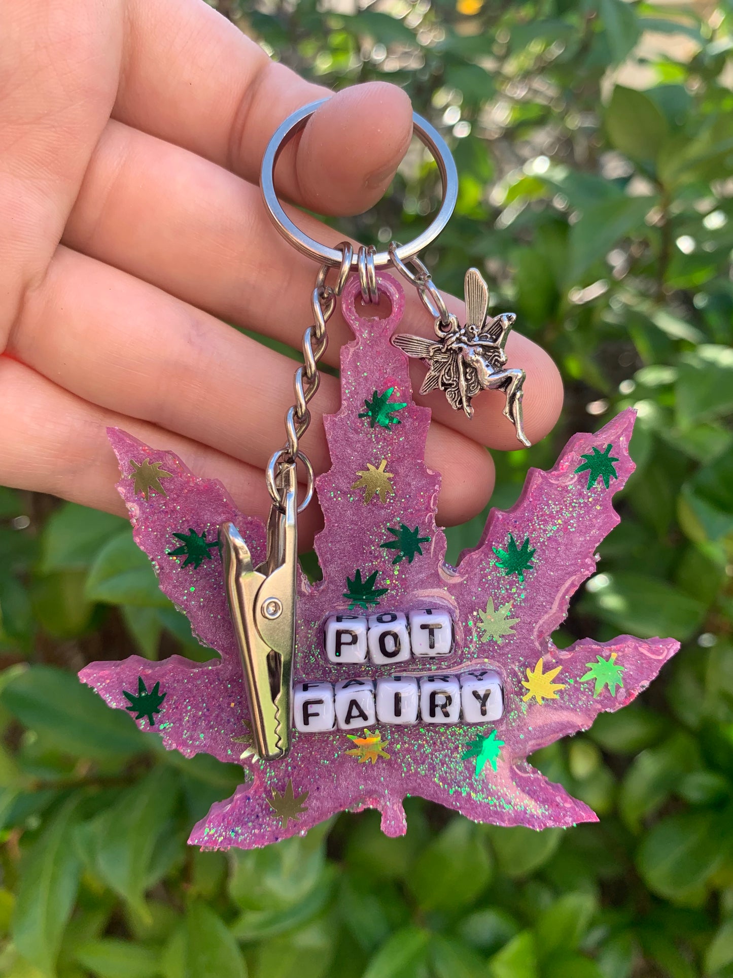 "P0T FA!RY" roach clip keychain