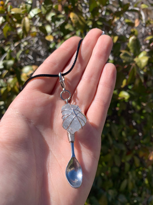 blue calcite crystal spoon
