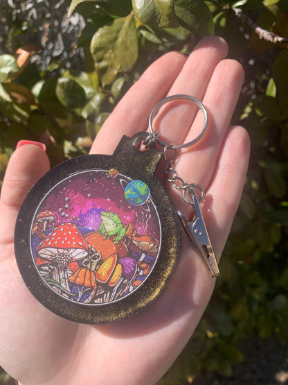 "SPACE MAGIC" roach clip keychain