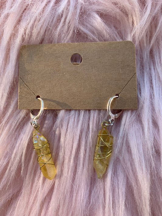 yellow aura quartz earrings