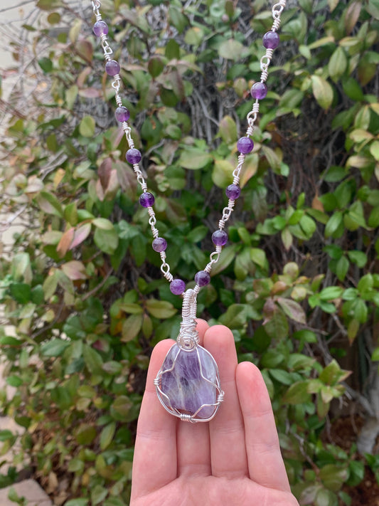 amethyst beaded necklace